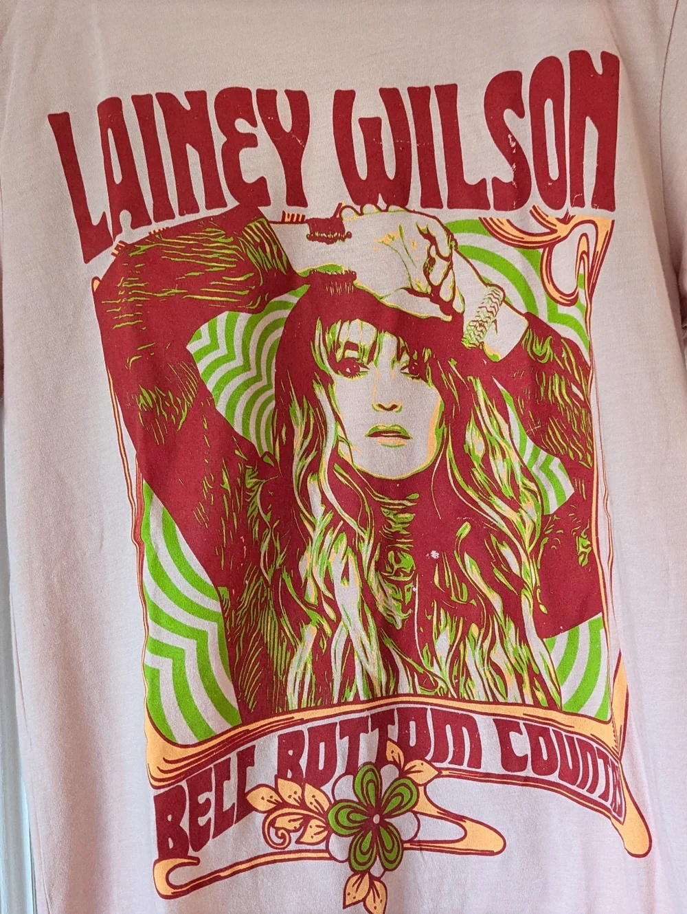 Lainey Wilson Graphic Tee Pastel Neon Orange Green Concert Shirt Festival Rodeo - Picture 2 of 5